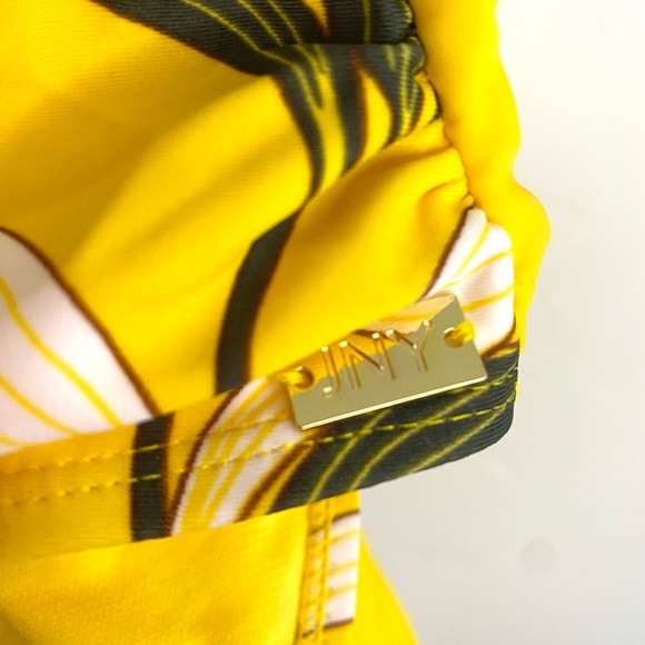 NWT Jones New York M Yellow One-Shouldered Swimsuit aside Cutout Floral Swim - Picture 7 of 9
